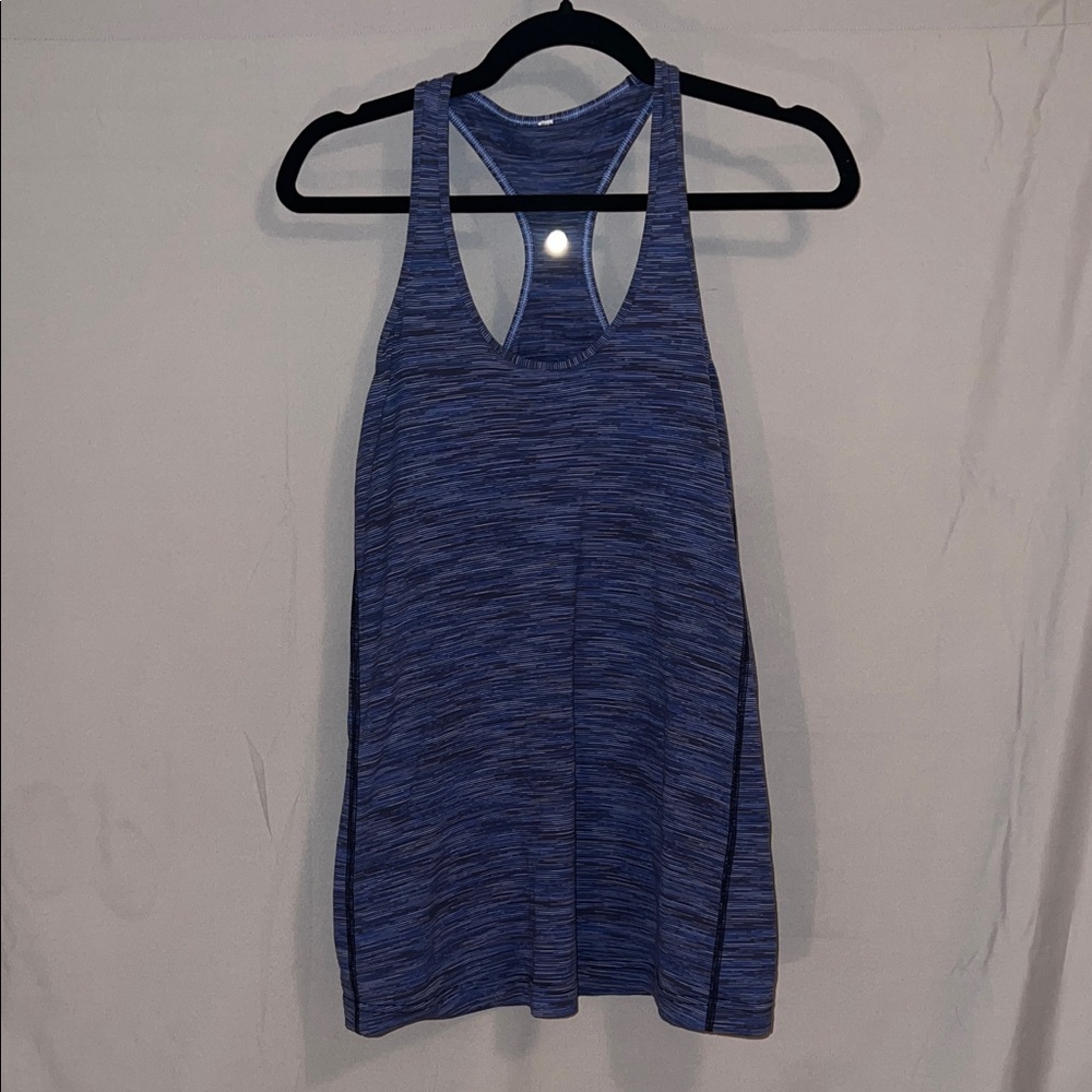Lululemon Athletica Striped Blue Racerback Tank